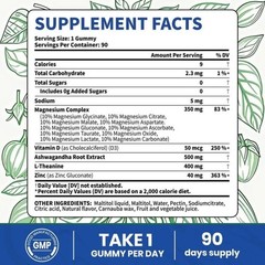 14-in-1 Magnesium Blend Gummies Daily Stress Calm Sleep Health Supplement