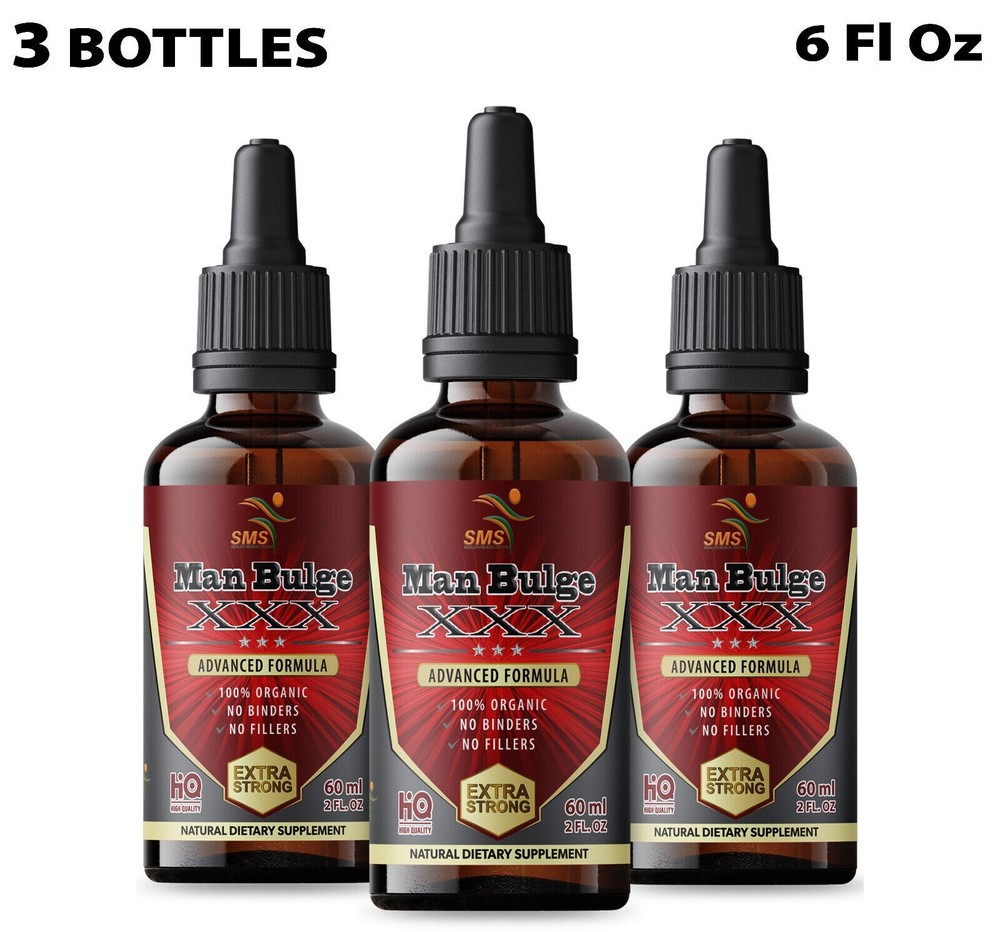 Man Bulge Mens Natural Tincture Herbal Drops 3 Pack 6 Fl Oz