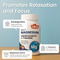 VEV 3PCS Magnesium Glycinate and Citrate Cortisol Supplements for Women, Stress
