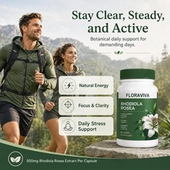 Floraviva Rhodiola Adaptogenic Supplement Stress Relief Energy Focus Non-GMO