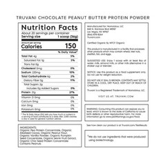 Truvani Organic Plant Based Protein Powder Chocolate Peanut Butter 12.88 Ounce