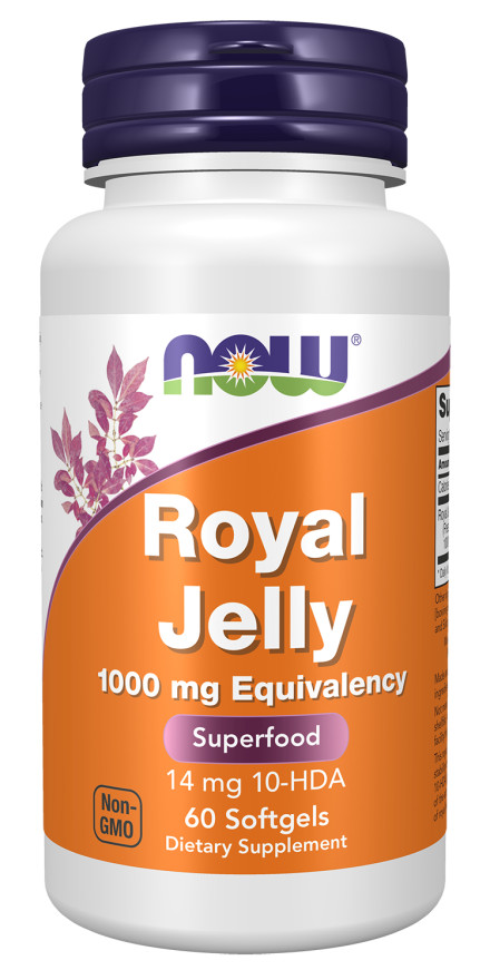 NOW Royal Jelly 1000 mg with 10-HDA – 60 Softgels 10/2026EXP