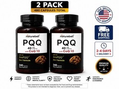 2-Pack NatureBell PQQ 40mg CoQ10 240 Capsules ZenPQQ Energy Focus Support