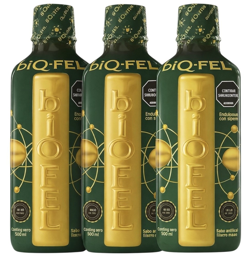 3 Bottles of BIQ-FEL Liquid Multivitamin Mint Flavor with Borojo, Ginseng, 500ml