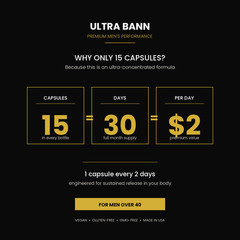 Ultra Bann Men’s Performance | 1 Cap = 2 Days | Premium 30-Day Formula 40+