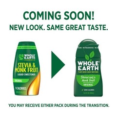 Whole Earth Stevia & Monk Fruit Liquid Sweetener, 1.62 Fl Oz (Pack of 12)