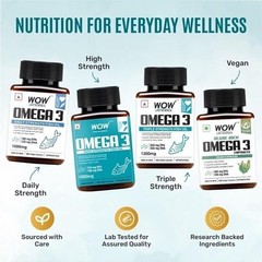 WOW Life Science Omega-3 Fish Oil 1300mg – For Men & Women – 3X Strength – 60Cap