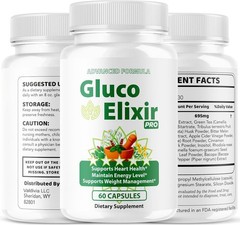 GlucoElixir Pro Blood Sugar Health Support Capsules Glucose 1 Pack 60Ct