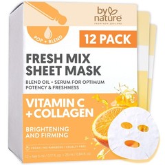 By Nature POP + BLEND Fresh Mix Vitamin C Collagen Sheet 1 Count (Pack of 12)