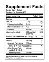 2 PACK-Kirkland Signature Wild Alaskan Fish Oil 1400 mg., 230 Softgels EXP 08/27
