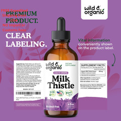 Wild & Organic Milk Thistle Liquid Drops – Liver Cleanse 4 Fl Oz (Pack of 1)