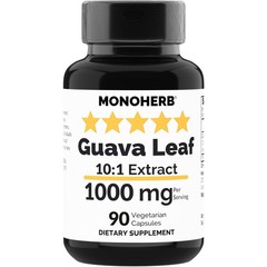 MONOHERB Guava Leaf 10x Extract 1000 mg – 90 Capsules. 90 Count (Pack of 1)