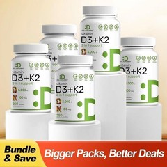 NEW LUXRY Vitamin D3 5000 IU with K2 MK7 250 Veggie Softgels Bone Immune Support