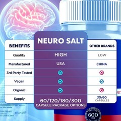 (3 Pack) Neuro Salt Nootropic All Natural Brain Supplement NeuroSalt 180 Capsule