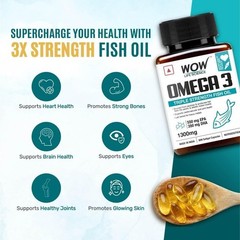 WOW Life Science Omega-3 Fish Oil 1300mg – For Men & Women – 3X Strength – 60Cap