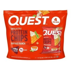 Quest Tortilla Style Protein Chips, Buffalo Ranch Flavor, Baked, 1.1oz Bags, 4 C