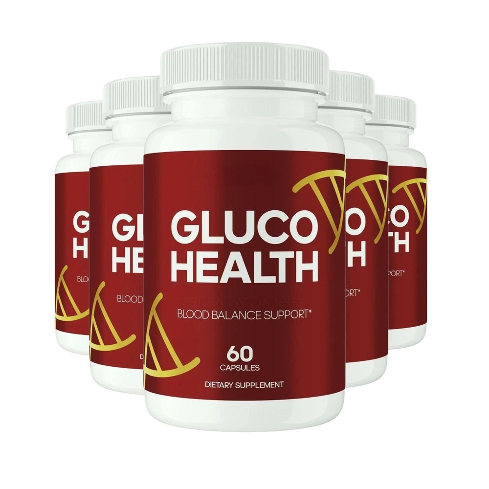 5-Pack Gluco Health Capsules – GlucoHealth Daily Blood Balance Support -300 Caps