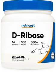 Nutricost Pure D-Ribose Powder 500G – 100 Servings, 5000mg Per Serving