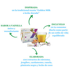 FuXion Golden FLX Leche Dorada Con Cúrcuma, Jengibre y Especias 28 Sticks