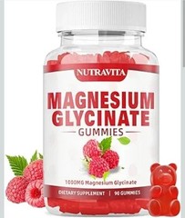 Magnesium Glycinate RASPBERRY Gummies 1000mg Supplements 90 Gummies, EXP 04/2027