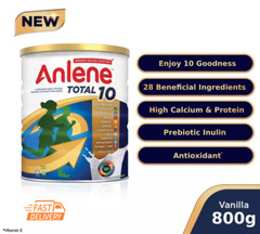 1x ANLENE Total 10 Calcium & Collagen Adult Milk Powder VANILLA 800g FREE SHIP!