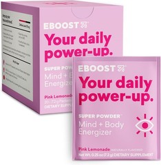 EBOOST Super Powder Drink Mix – Pink Lemonade 0.2 oz 20 Pack Hydration Energizer