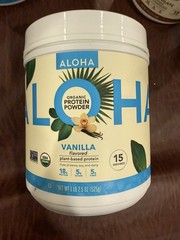 ALOHA Organic Plant Based Protein Powder, Stevia Free, Vanilla, 19.6 oz, 15…