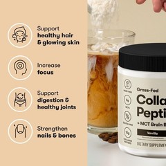 Strawberry-Flavored Collagen Protein Powder with MCT Oil – 13.2 oz Container