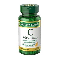 Nature’s Bounty Vitamin C + Rose HIPS, Immune 100 Count (Pack of 1), White
