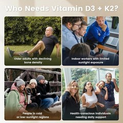 VEV Vitamin D3 K2 MK7 Softgels,10000IU D3 +200mcg K2 with Coconut Oil,300 Count
