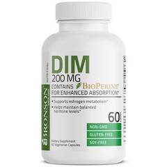 DIM 200mg w/ BioPerine – Estrogen Metabolism Balanced Hormones, 60 Veg Capsules