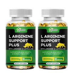 L-Arginine 60 Nitric Oxide,Testosterone Booster,Energy Support Capsules 3000 mg