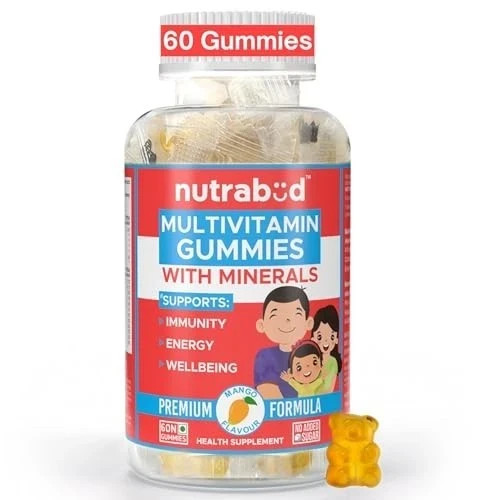 Nutrabud Multivitamin Gummies 60 Count Mango Veg No Added Sugar Men Women