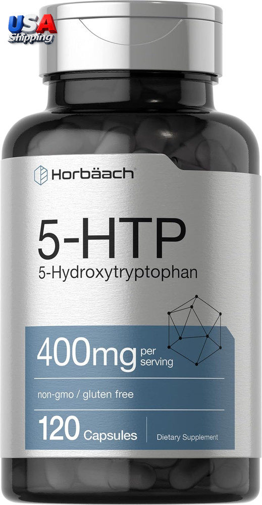 Supplement Capsules 5HTP 400mg 120 Count Non-GMO Gluten-Free Extra Strength