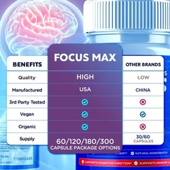 (2 Pack) Focus Max Pill Nootropic Natural Brain Supplement FocusMax 120 Capsules