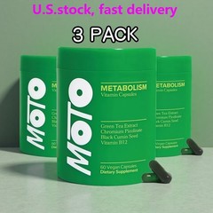 3 PACK MOTO Metabolism Capsules – Green Tea Extract, B12 Natural