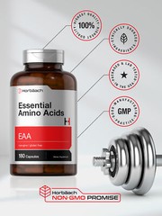 Essential Amino Acids | EAA Supplement | 180 Capsules | Non-GMO | by Horbaach