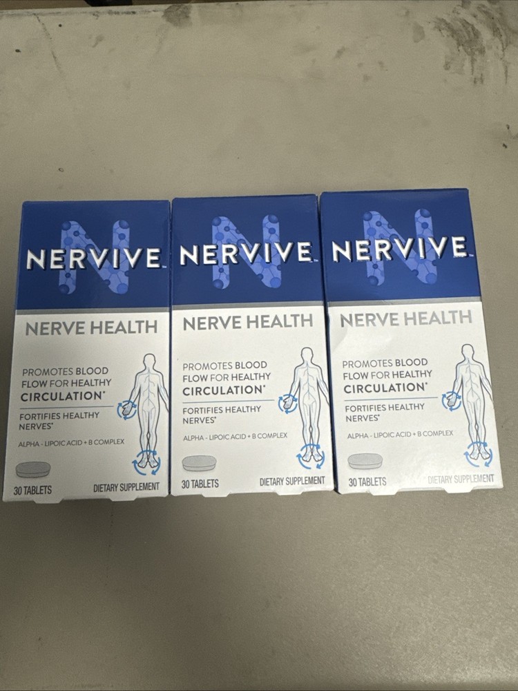 3 New Nervive Nerve Health – 30 Tablets Each Box Exp. 04/2027