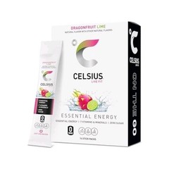 Celsius Essential Energy Powder Drink Mix Sticks Dragonfruit Lime 14ct Vegan