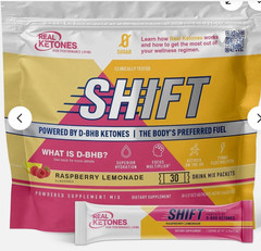 Real Ketones, SHIFT, MCT+BHB Drink Mix Electrolytes Raspberry Lemonade 30 Pack