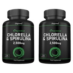 Organic Chlorella & Spirulina 2500mg 240pcs,Improves Gut,Digestion & Skin Health