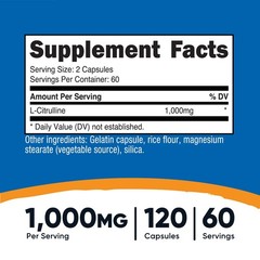 Nutricost L-Citrulline 500mg, 120 Capsules – Gluten Free & Non-GMO