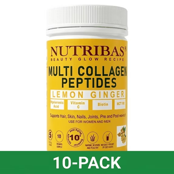 Multi Collagen Protein Powder, Hyaluronic Acid, Vit. C, Lemon Ginger – Lot of 10