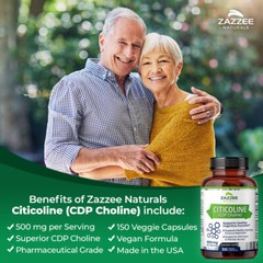 Extra Strength Citicoline CDP Choline 500 mg per Serving, 100 Vegan Capsules