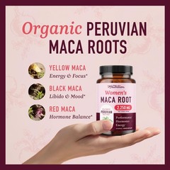 Organic Maca Root Capsules for Women | Peruvian 120 Count (Pack of 1)