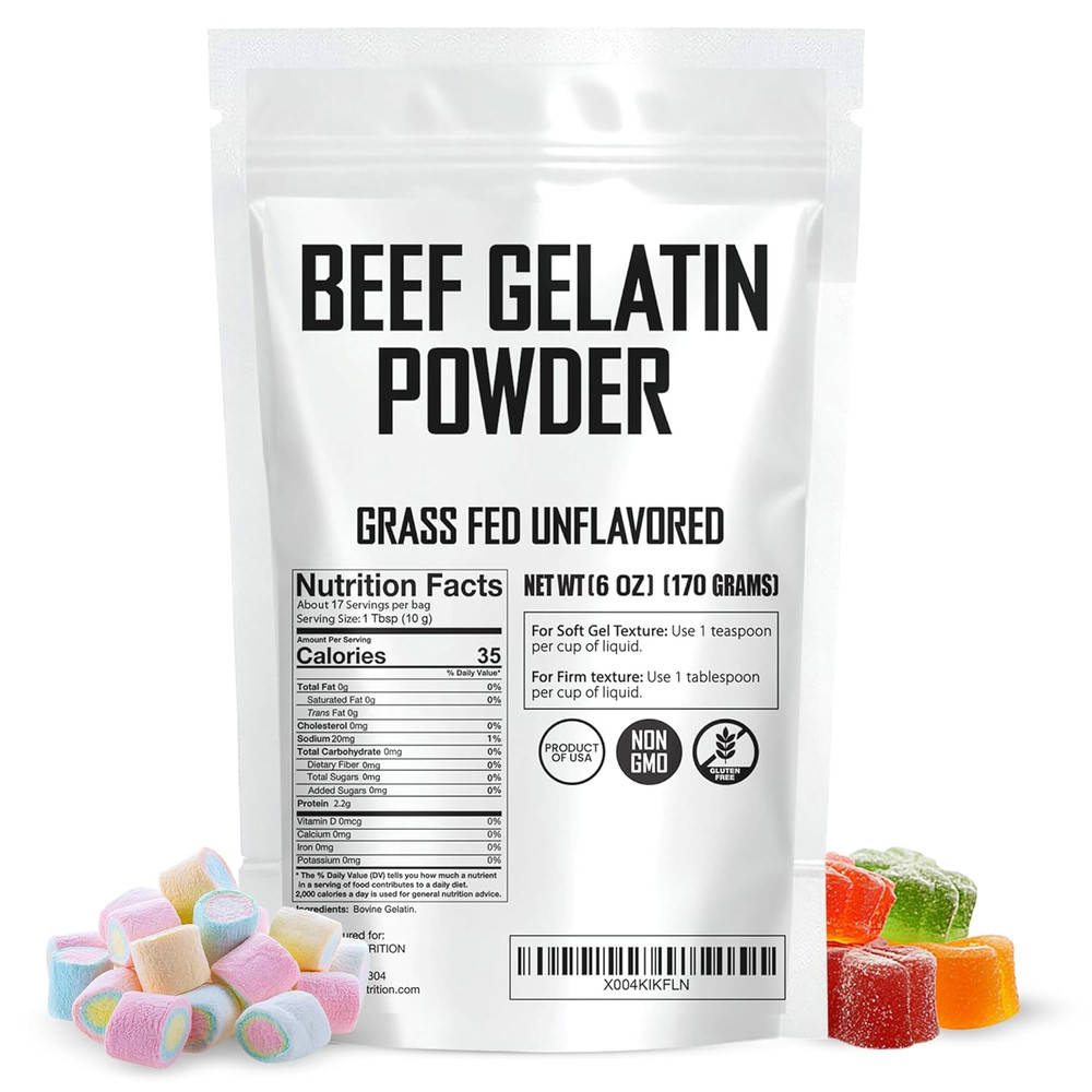 Beef Gelatin Powder 6 Oz – Grass-Fed, Unflavored, Non-Gmo – Premium Thickening A