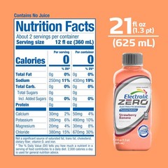 Electrolyte Drink Zero Sugar, Strawberry-Banana Flavor, 21 Fl Oz, 12 Pack