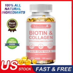 Biotin & Collagen Capsules 4000mcg For Hair,Skin,Nails Health Dietary Supplement