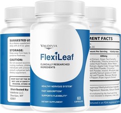 FlexiLeaf Blood Sugar Support Supplement Capsules Glucose Natural 1 Pack 60Ct