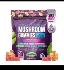 5-PACK Functional Mushroom Gummies, 2500mg w/Ashwagandha Blend Focus Immunity
